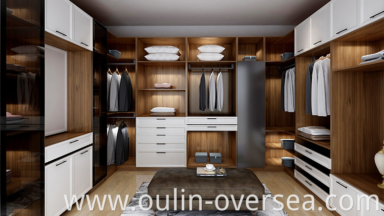 high gloss double color wood closet for bedroom